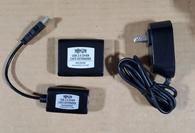 1-Port USB 2.0 over Cat5 Cat6 Extender Hub Transmitter and Receiver, Black