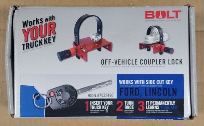 BOLT 7032496 Off-Vehicle Coupler Lock for use with Ford, Lincoln & Land Rover