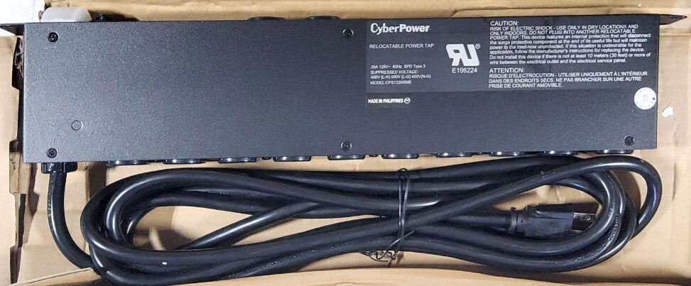 CyberPower Surge Protector, 120V/20A, 12 Outlets, 15ft Power Cord, 1U Rackmount