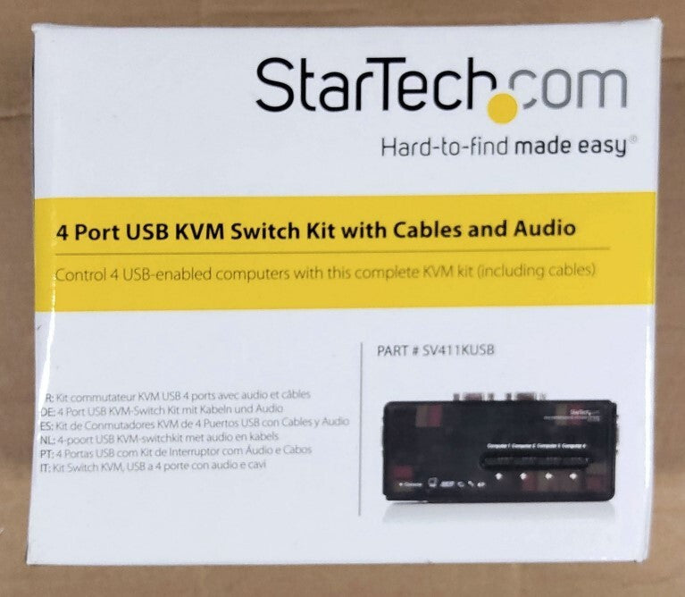 4 Port Black USB KVM Switch Kit with Cables and Audio