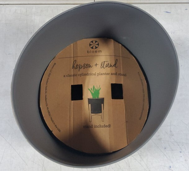 Bloem Hopson Wood, 12in Planter, Grey, with Planter Stand