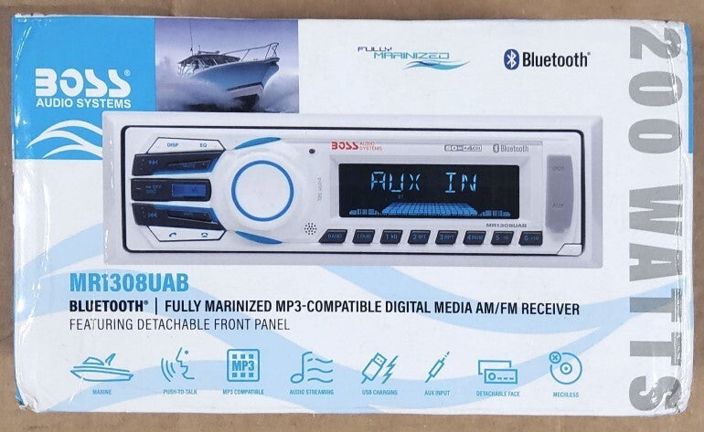 BOSS Audio Systems MR1308UAB Marine Stereo – Bluetooth, No DVD, Weatherproof