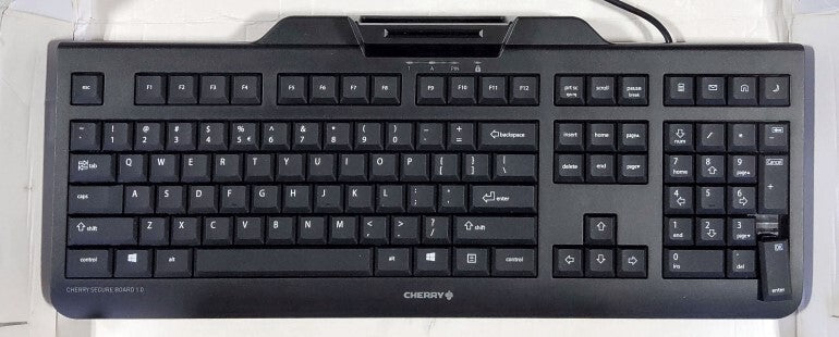 CHERRY Secure Board 1.0, USB Keyboard, Smart Card Reader, Wired, QWERTY. Black