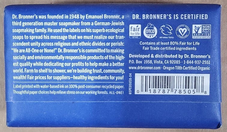 Dr. Bronner'sAll-One Hemp Peppermint Pure-Castile Bar Soap - Pack of 6