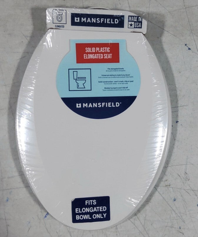 Mansfield Round Closed Front White Plastic Deluxe Toilet Seat