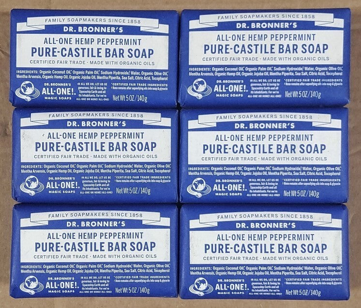 Dr. Bronner'sAll-One Hemp Peppermint Pure-Castile Bar Soap - Pack of 6