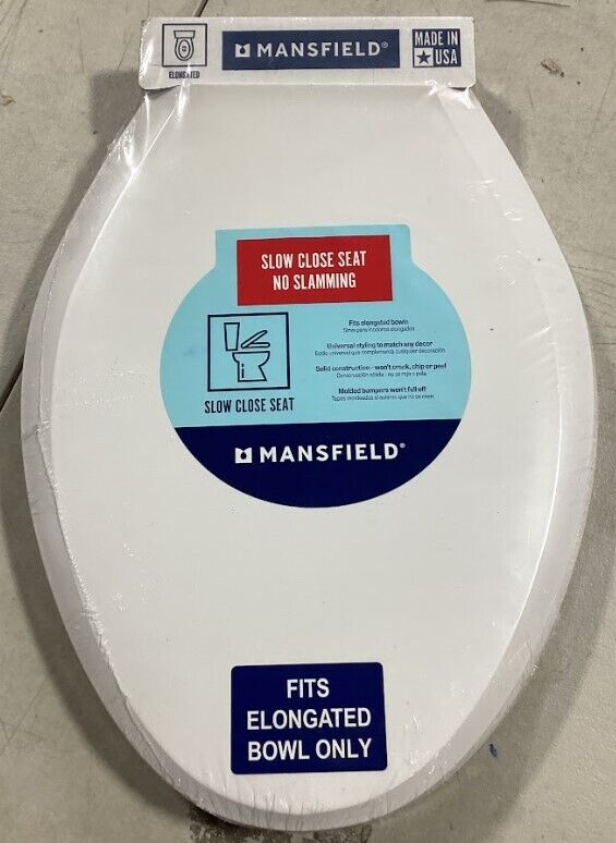 Mansfield Elongated Closed Front White Plastic Standard Toilet Seat