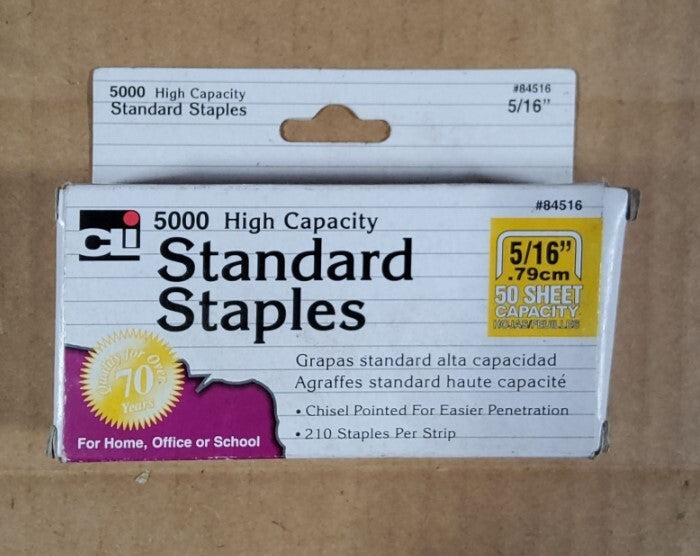 Charles Leonard Standard Chisel Staples, 5/16, Stainless Steel