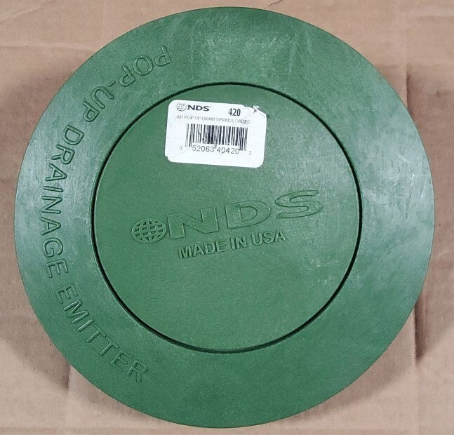 NDS 420 Pop Up Drain Emitter Cover Spring Loaded 3 Inch and 4 Inch Green
