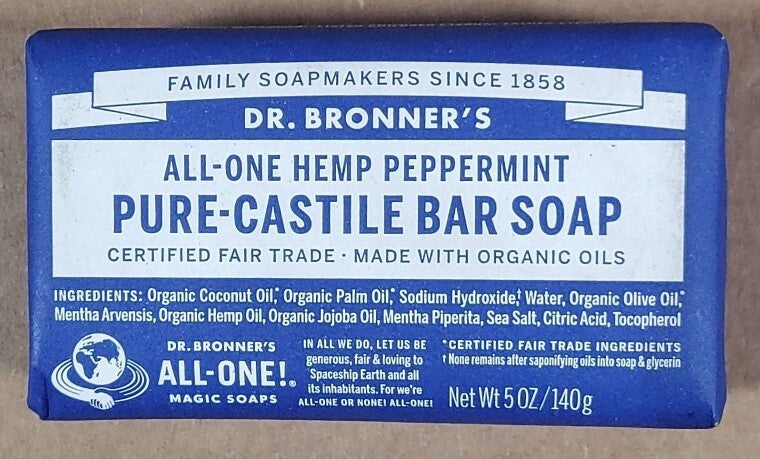 Dr. Bronner'sAll-One Hemp Peppermint Pure-Castile Bar Soap - Pack of 6
