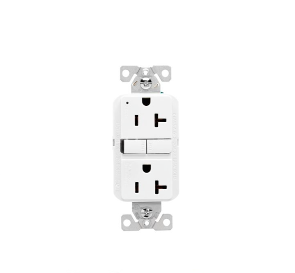 Eaton slim GFCI receptacle GF20W, 125V, White, Slim design