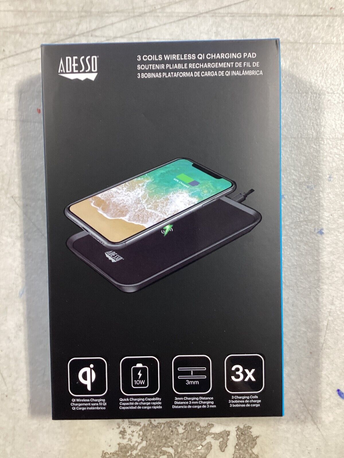 Adesso Max Qi-Certified 3-Coil Wireless Charging Pad