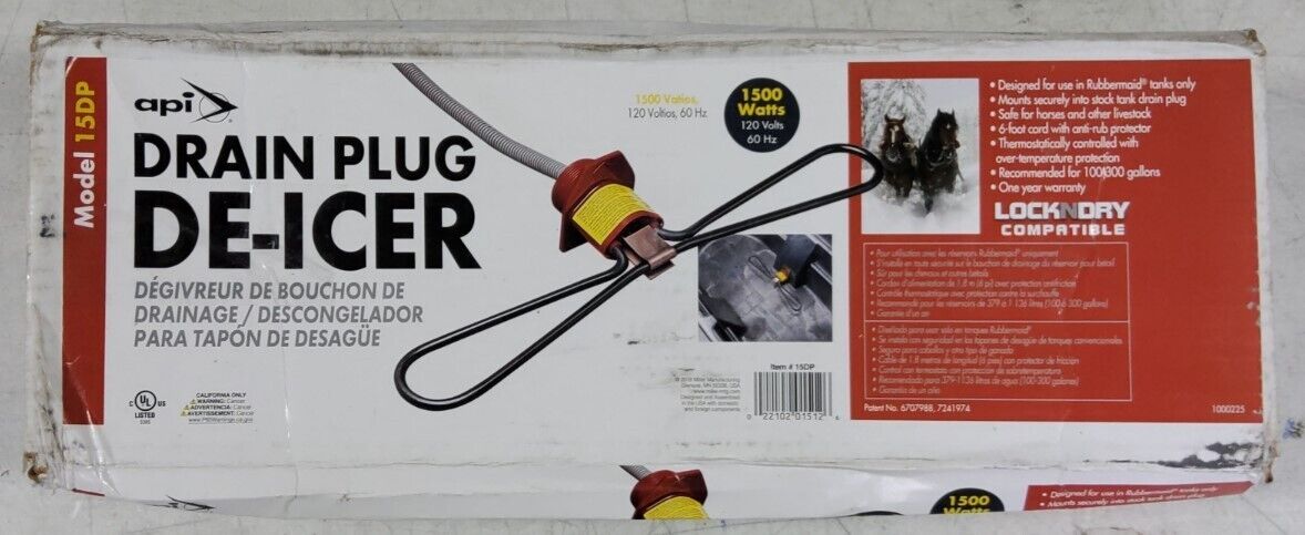 API® Stock Tank Water Deicer | Drain Plug De-Icer | Livestock Stock Tank De-Icer