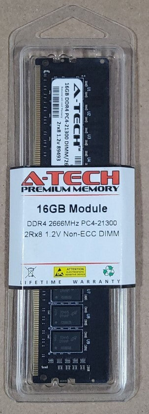 A-Tech 16GB Module DDR4 2666MHz PC4-12300 2Rx8 1.2V Non-ECC DIMM