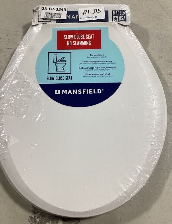 Mansfield Round Closed Front White Plastic Deluxe Toilet Seat