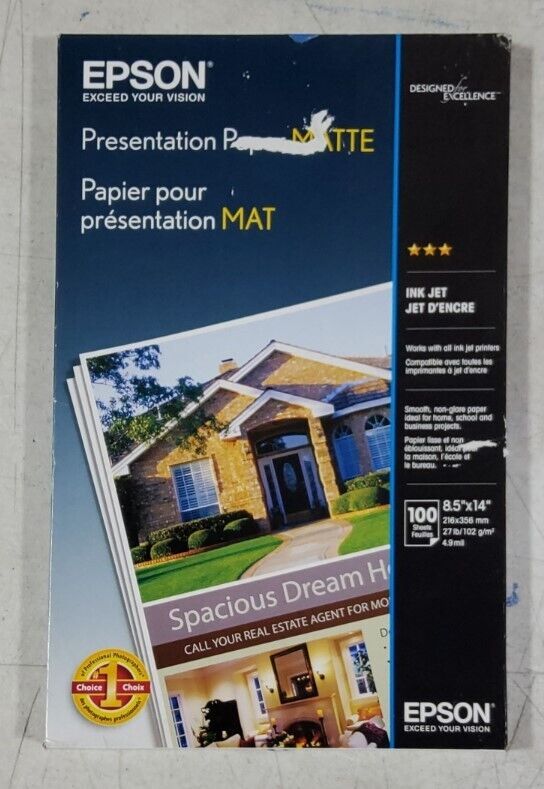 Epson Presentation Paper MATTE (8.5x14 Inches, 100 Sheets