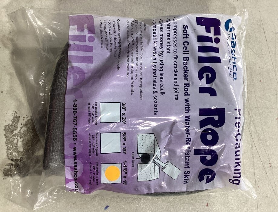1-1/8" x 10' Sashco 30120 Filler Rope Pre-Caulking