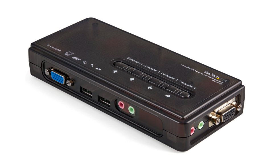 4 Port Black USB KVM Switch Kit with Cables and Audio