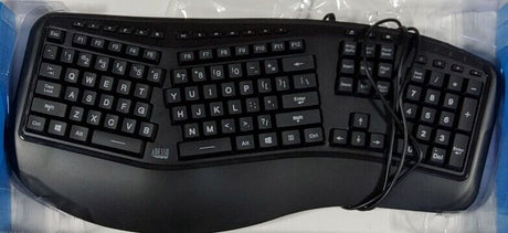 Adesso Tru-Form 150 3-Color Illuminated USB Ergonomic Keyboard AKB-150EB