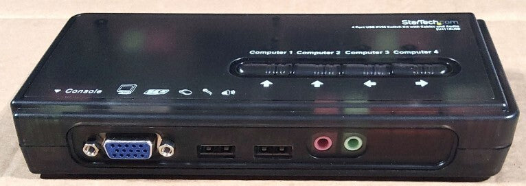 4 Port Black USB KVM Switch Kit with Cables and Audio