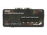 4 Port Black USB KVM Switch Kit with Cables and Audio